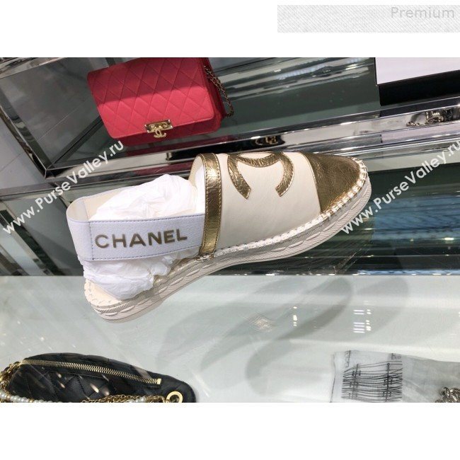Chanel Slingback Espadrilles G34817 White/Gold 2019 (XO-9080760)