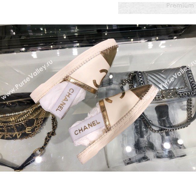 Chanel Slingback Espadrilles G34817 White/Gold 2019 (XO-9080760)