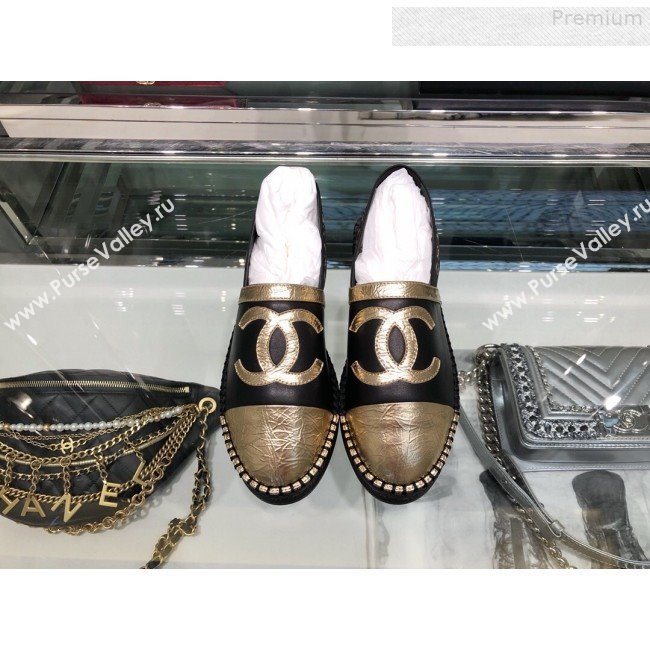 Chanel Slingback Espadrilles G34817 Black/Gold 2019 (XO-9080761)