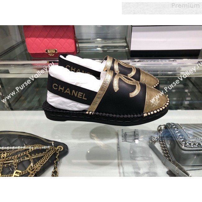 Chanel Slingback Espadrilles G34817 Black/Gold 2019 (XO-9080761)