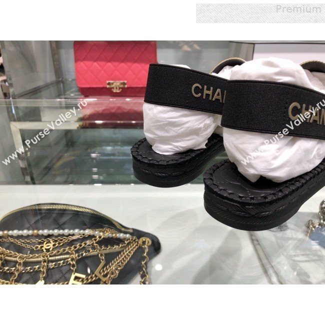 Chanel Slingback Espadrilles G34817 Black/Gold 2019 (XO-9080761)