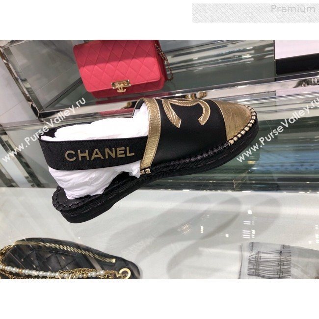 Chanel Slingback Espadrilles G34817 Black/Gold 2019 (XO-9080761)