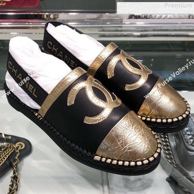 Chanel Slingback Espadrilles G34817 Black/Gold 2019 (XO-9080761)