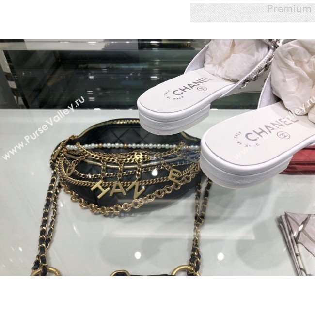 Chanel New York Chain Trim Flat Mules G34926 White 2019 (XO-9080756)