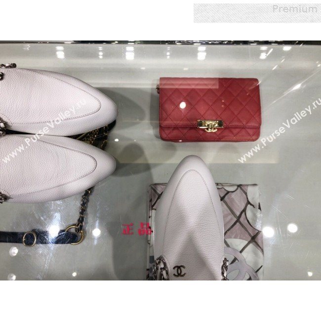 Chanel New York Chain Trim Flat Mules G34926 White 2019 (XO-9080756)