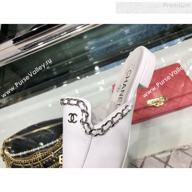 Chanel New York Chain Trim Flat Mules G34926 White 2019 (XO-9080756)