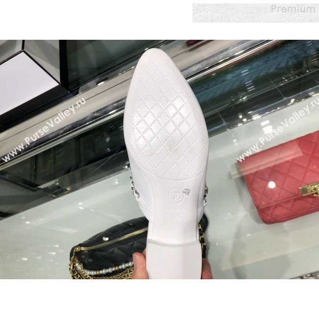 Chanel New York Chain Trim Flat Mules G34926 White 2019 (XO-9080756)
