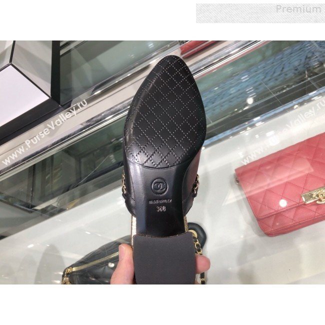 Chanel New York Chain Trim Flat Mules G34926 Black 2019 (XO-9080757)