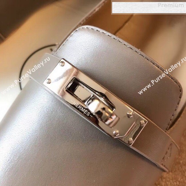 Hermes Kelly Calfskin Flat Loafers Grey  (A8-9080802)