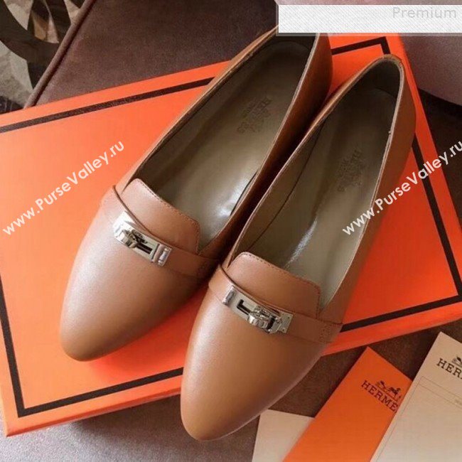 Hermes Kelly Calfskin Flat Loafers Brown (A8-9080803)