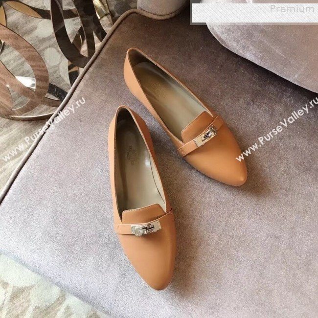 Hermes Kelly Calfskin Flat Loafers Brown (A8-9080803)