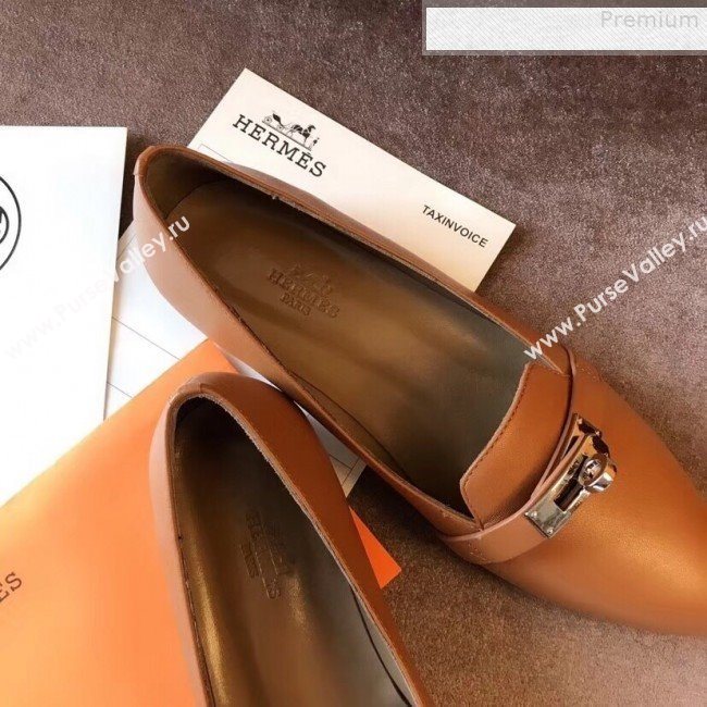 Hermes Kelly Calfskin Flat Loafers Brown (A8-9080803)