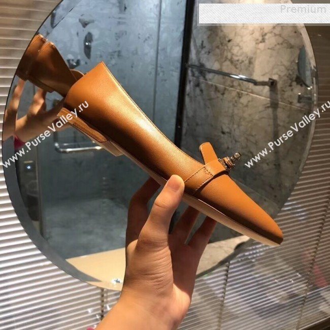 Hermes Kelly Calfskin Flat Loafers Brown (A8-9080803)