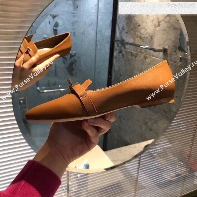 Hermes Kelly Calfskin Flat Loafers Brown (A8-9080803)