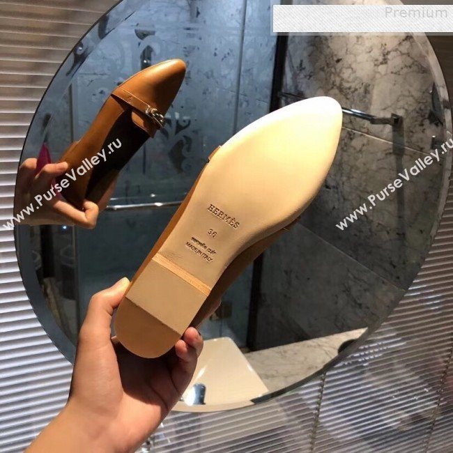 Hermes Kelly Calfskin Flat Loafers Brown (A8-9080803)