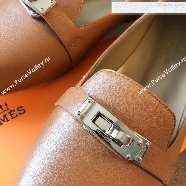 Hermes Kelly Calfskin Flat Loafers Brown (A8-9080803)