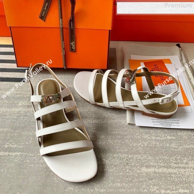 Hermes Kelly Calfskin Flat Sandals White Leather 2019 (DLY-9080813)