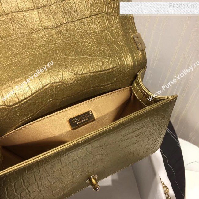 Chanel Crocodile Embossed Leather Medium Boy Flap Bag Gold 2019 (KAIS-9080824)