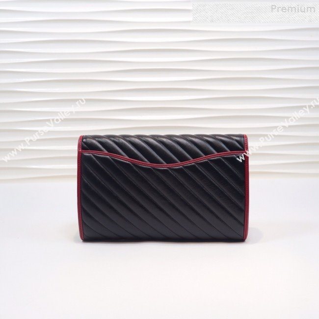 Gucci GG Diagonal Marmont Clutch ‎498079 Black/Red 2019 (MINGH-9080661)