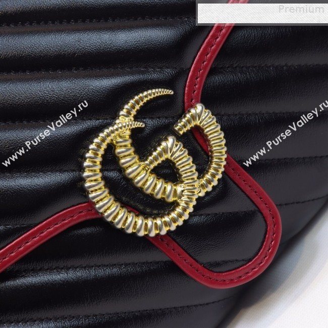 Gucci GG Diagonal Marmont Clutch ‎498079 Black/Red 2019 (MINGH-9080661)