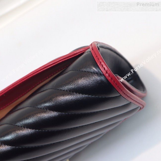 Gucci GG Diagonal Marmont Clutch ‎498079 Black/Red 2019 (MINGH-9080661)