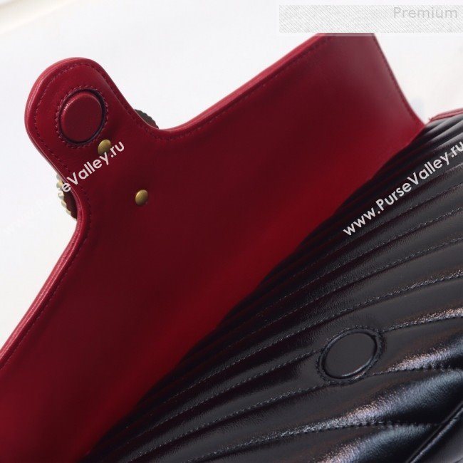 Gucci GG Diagonal Marmont Clutch ‎498079 Black/Red 2019 (MINGH-9080661)
