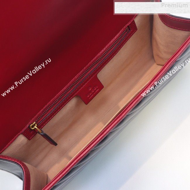 Gucci GG Diagonal Marmont Clutch ‎498079 Black/Red 2019 (MINGH-9080661)