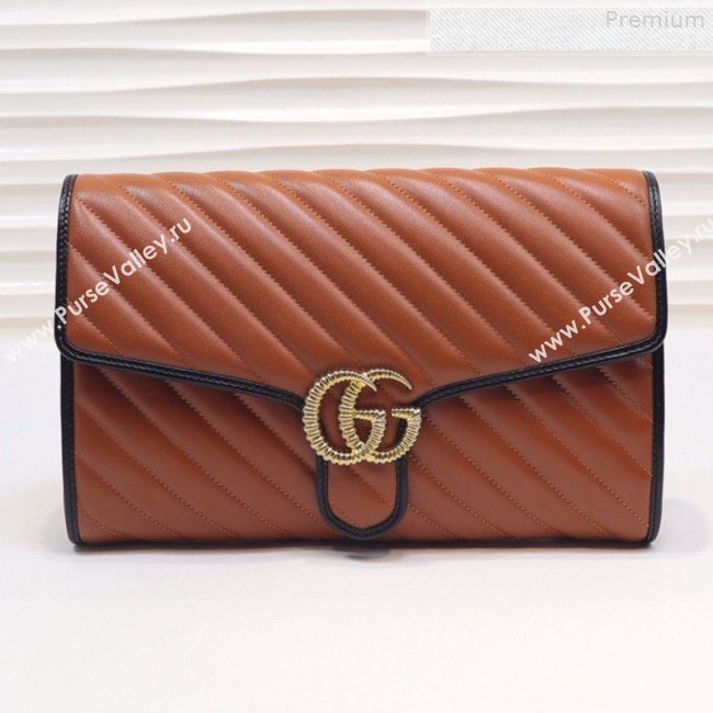 Gucci GG Diagonal Marmont Clutch ‎498079 Brown 2019 (MINGH-9080663)