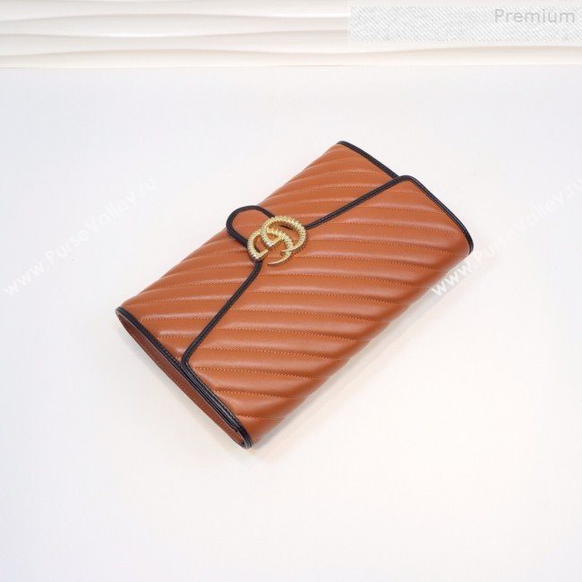Gucci GG Diagonal Marmont Clutch ‎498079 Brown 2019 (MINGH-9080663)