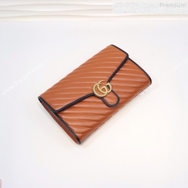 Gucci GG Diagonal Marmont Clutch ‎498079 Brown 2019 (MINGH-9080663)