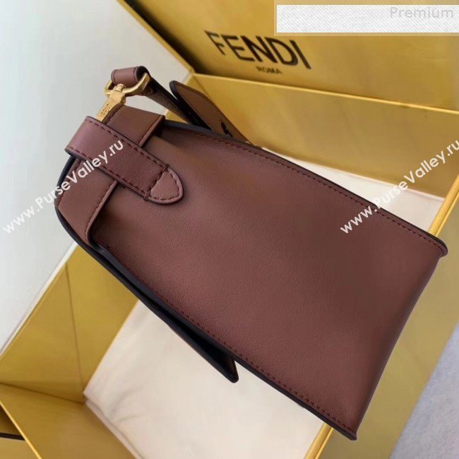 Fendi Kan U Large Matte Calfskin Embossed Corners Flap Bag Brown 2019  (AFEI-9080666)