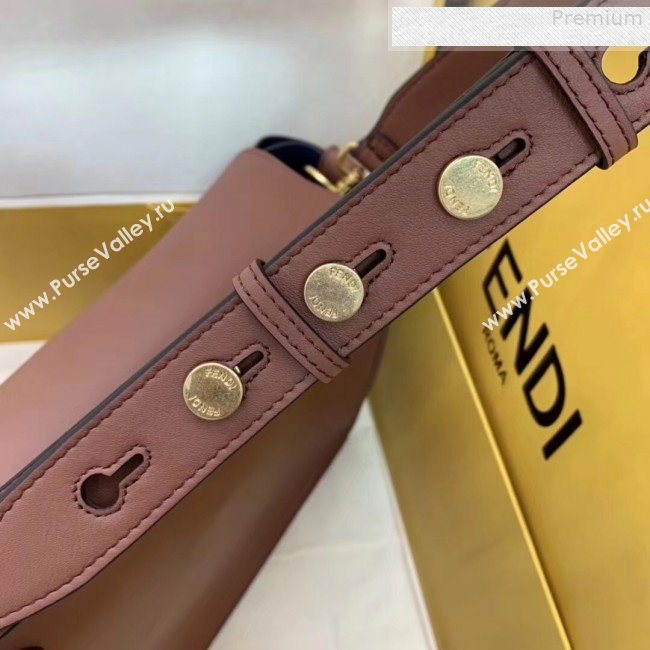 Fendi Kan U Large Matte Calfskin Embossed Corners Flap Bag Brown 2019  (AFEI-9080666)