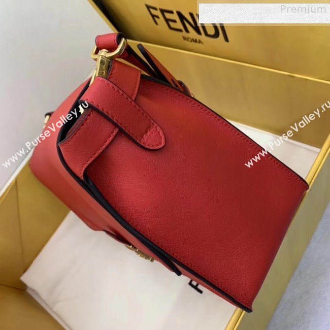 Fendi Kan U Large Matte Calfskin Embossed Corners Flap Bag Red 2019  (AFEI-9080668)