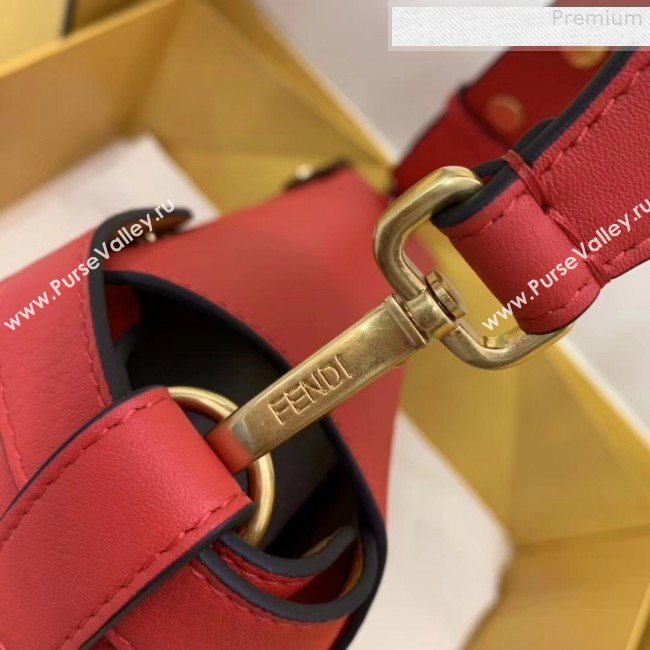 Fendi Kan U Large Matte Calfskin Embossed Corners Flap Bag Red 2019  (AFEI-9080668)