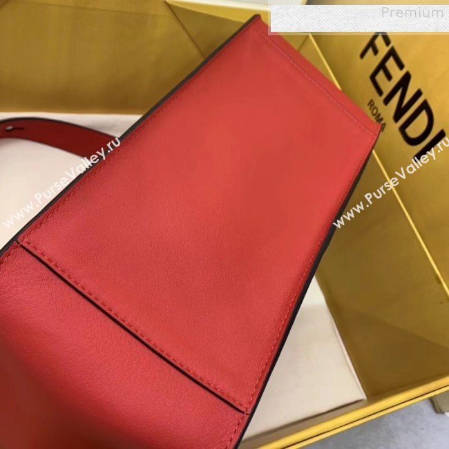 Fendi Kan U Large Matte Calfskin Embossed Corners Flap Bag Red 2019  (AFEI-9080668)