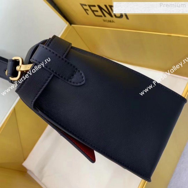 Fendi Kan U Large Matte Calfskin Embossed Corners Flap Bag Black 2019  (AFEI-9080669)