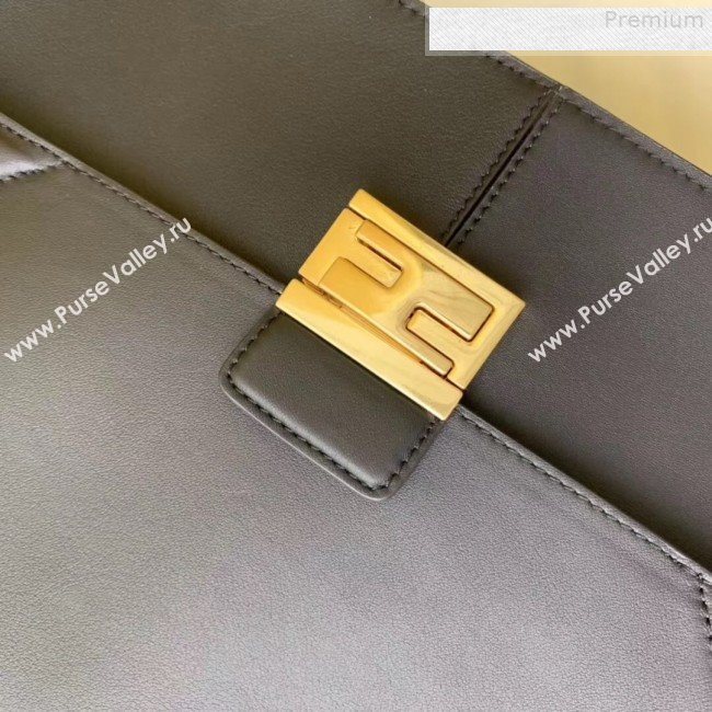 Fendi Kan U Large Matte Calfskin Embossed Corners Flap Bag Black 2019  (AFEI-9080669)