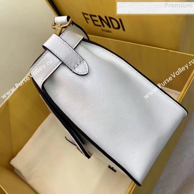 Fendi Kan U Large Vintage Calfskin Embossed Corners Flap Bag White 2019  (AFEI-9080664)