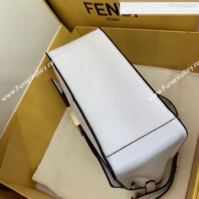 Fendi Kan U Large Vintage Calfskin Embossed Corners Flap Bag White 2019  (AFEI-9080664)