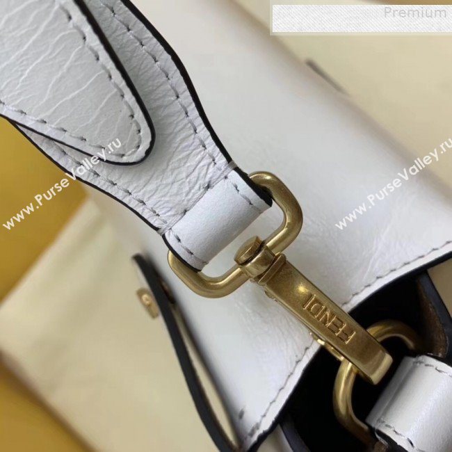 Fendi Kan U Large Vintage Calfskin Embossed Corners Flap Bag White 2019  (AFEI-9080664)