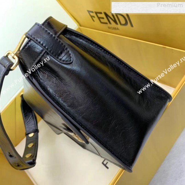 Fendi Kan U Large Vintage Calfskin Embossed Corners Flap Bag Black 2019  (AFEI-9080665)