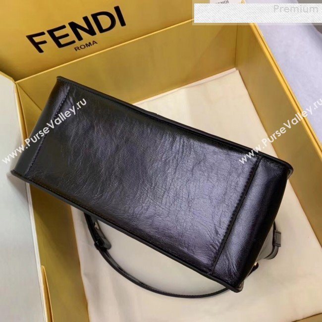 Fendi Kan U Large Vintage Calfskin Embossed Corners Flap Bag Black 2019  (AFEI-9080665)