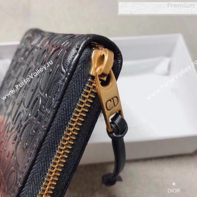 Dior Voyageur Logo Embossed Leather Zipped Long Wallet Black 2019 (XYD-9080673)