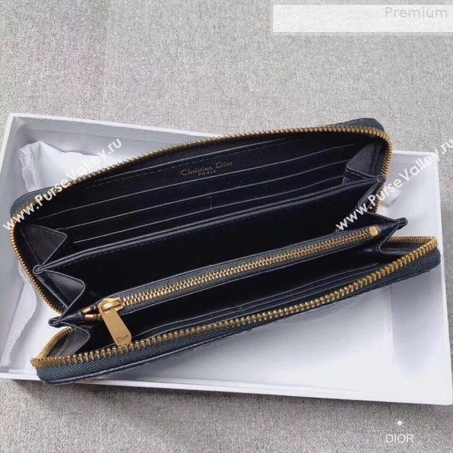 Dior Voyageur Logo Embossed Leather Zipped Long Wallet Black 2019 (XYD-9080673)