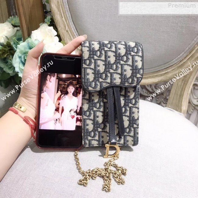 Dior Oblique Jacquard Canvas Phone Case Chain Clutch 2019 (HONGH-9080703)