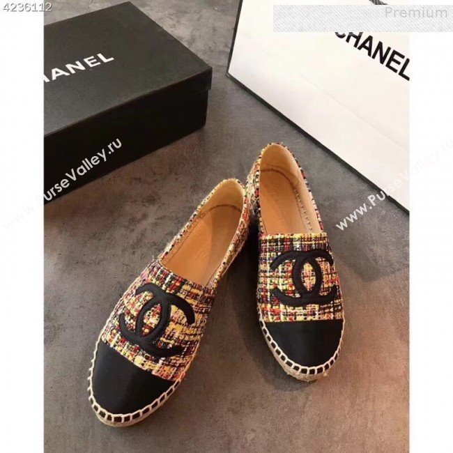 Chanel Tweed and Grosgrain Espadrilles G29762 Multicolor/Yellow 2019 (EM-9080724)