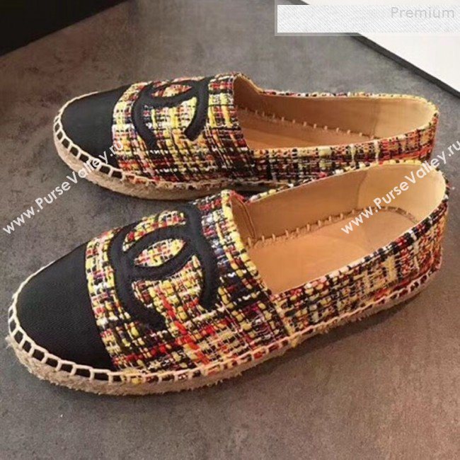 Chanel Tweed and Grosgrain Espadrilles G29762 Multicolor/Yellow 2019 (EM-9080724)