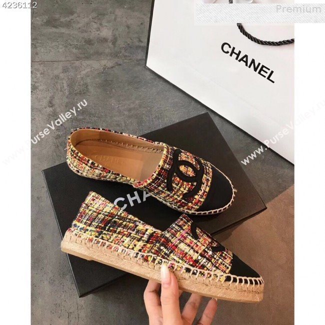 Chanel Tweed and Grosgrain Espadrilles G29762 Multicolor/Yellow 2019 (EM-9080724)