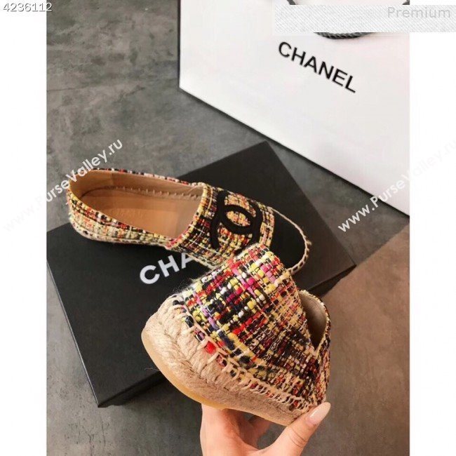 Chanel Tweed and Grosgrain Espadrilles G29762 Multicolor/Yellow 2019 (EM-9080724)