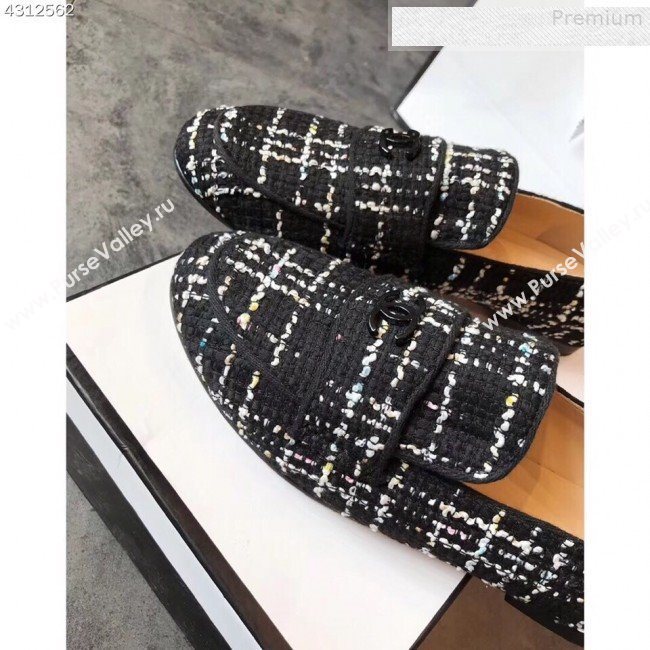 Chanel Tweed Flat Loafers Black 2019 (EM-9080727)